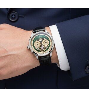 NWT Authentic Thomas Earnshaw Baron Green Dial Men's Watch